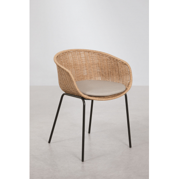 Set Van 2 Tuinstoelen Met Armleuningen Van Synthetisch Riet En Staal New Tulua Zwart & Beige Grijsachtig - Sklum