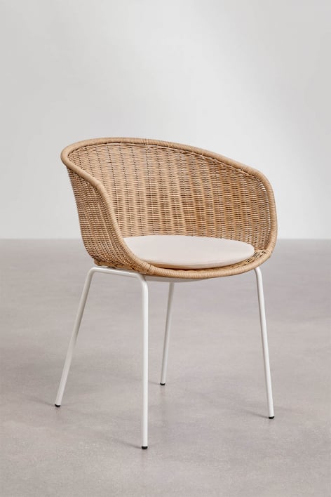 Set van 4 tuinstoelen met armleuningen van synthetisch riet en staal New Tulua