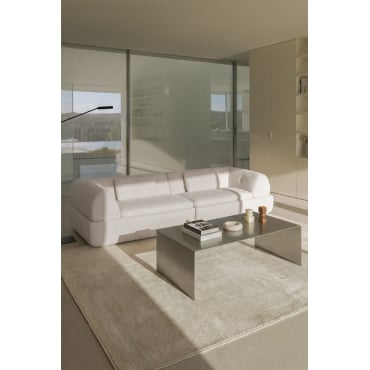 Vacuumverpakte 2-zits Schapenvachtbank Mirabel Chenille Off-white - Sklum