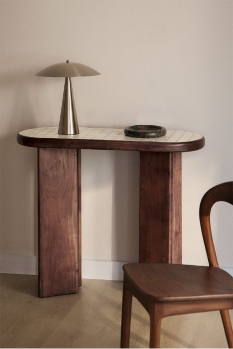 Aitana haltafel 100x40 cm van acaciahout en tegels