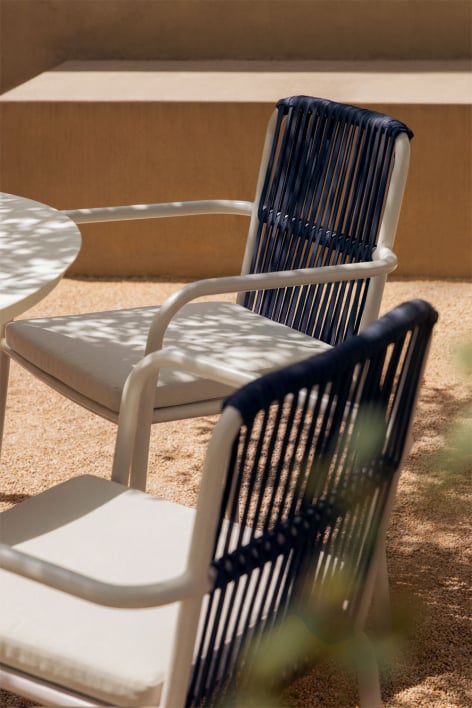 Stapelbare tuinstoel met aluminium armleuningen Alberta - Marine blauw