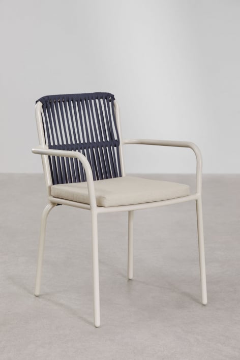 Stapelbare aluminium eetkamerstoel met armleuningen Alberta - Marine blauw