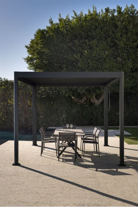 Bioklimatische pergola 3 x 3 m aluminium lamellen grafietgrijs Druvia