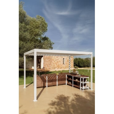 Bioclimatische Aluminium Pergola Met Druvia Lamellen Gardenia Wit & 3 X 4 M - Sklum