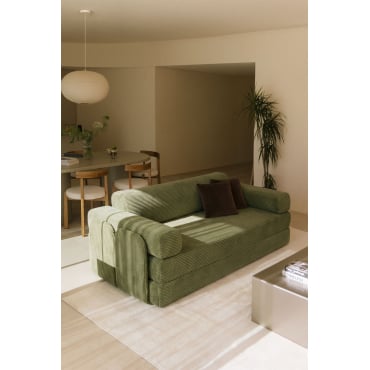 Vacuum Verpakte 2-zits Fluwelen Slaapbank Paoly Corduroy Leger Groen - Sklum