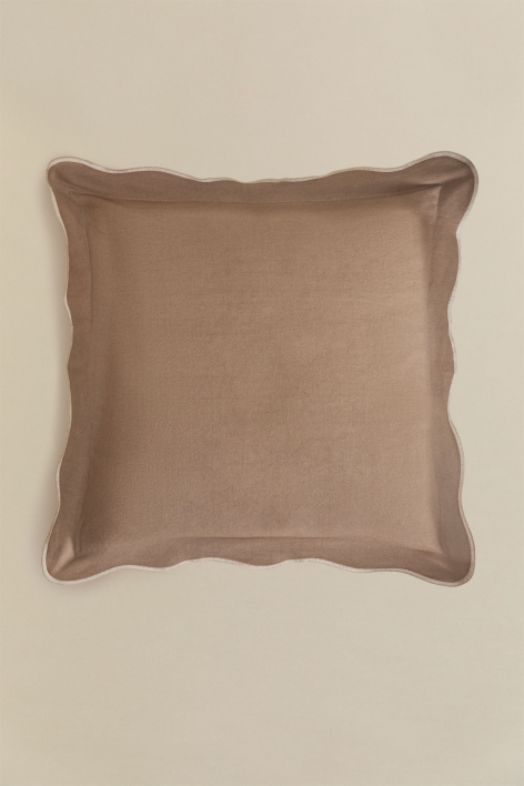 Vierkant kussen 45x45 cm van katoen Kovey - Beige tapioca - Bruine praliné