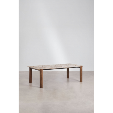 Rectangulaire Eettafel 245x110 Cm Van Mangohout En Oneca Marmer Beige Marmer Panther - Sklum