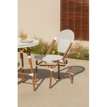 Set Van 4 Brielle Bistro Aluminium Stapelbare Tuinstoelen Gardenia Wit - Sklum
