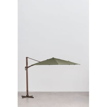 Parasol 290 Cm In Stof En Aluminium Cannes Intens Olijfgroen - Donker Hout - Sklum