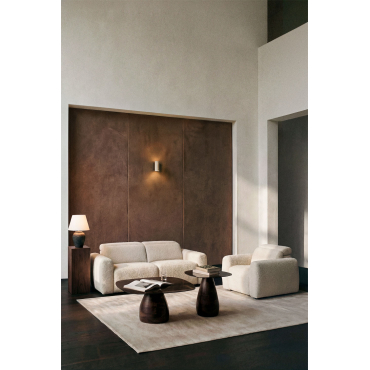 Woonkamer Set Met Elektrische En Verstelbare 2-zitsbank En Gestoffeerde Fauteuil Peggy Bouclé Beige - Sklum