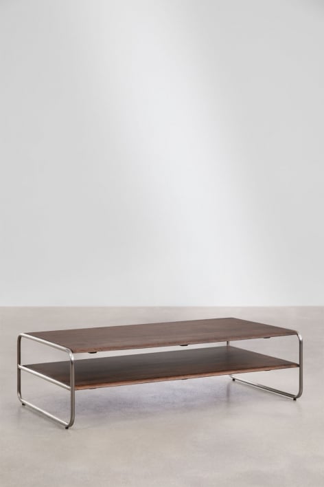 Acaciahouten salontafel met roestvrijstalen frame Altrex - Donker Acaciabruin