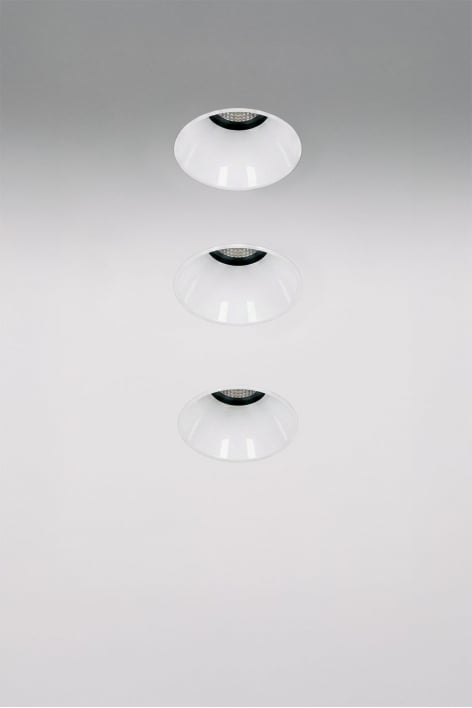 Pack van 3 inbouw LED downlights zonder rand, trimless, rond, van aluminium Luisiana