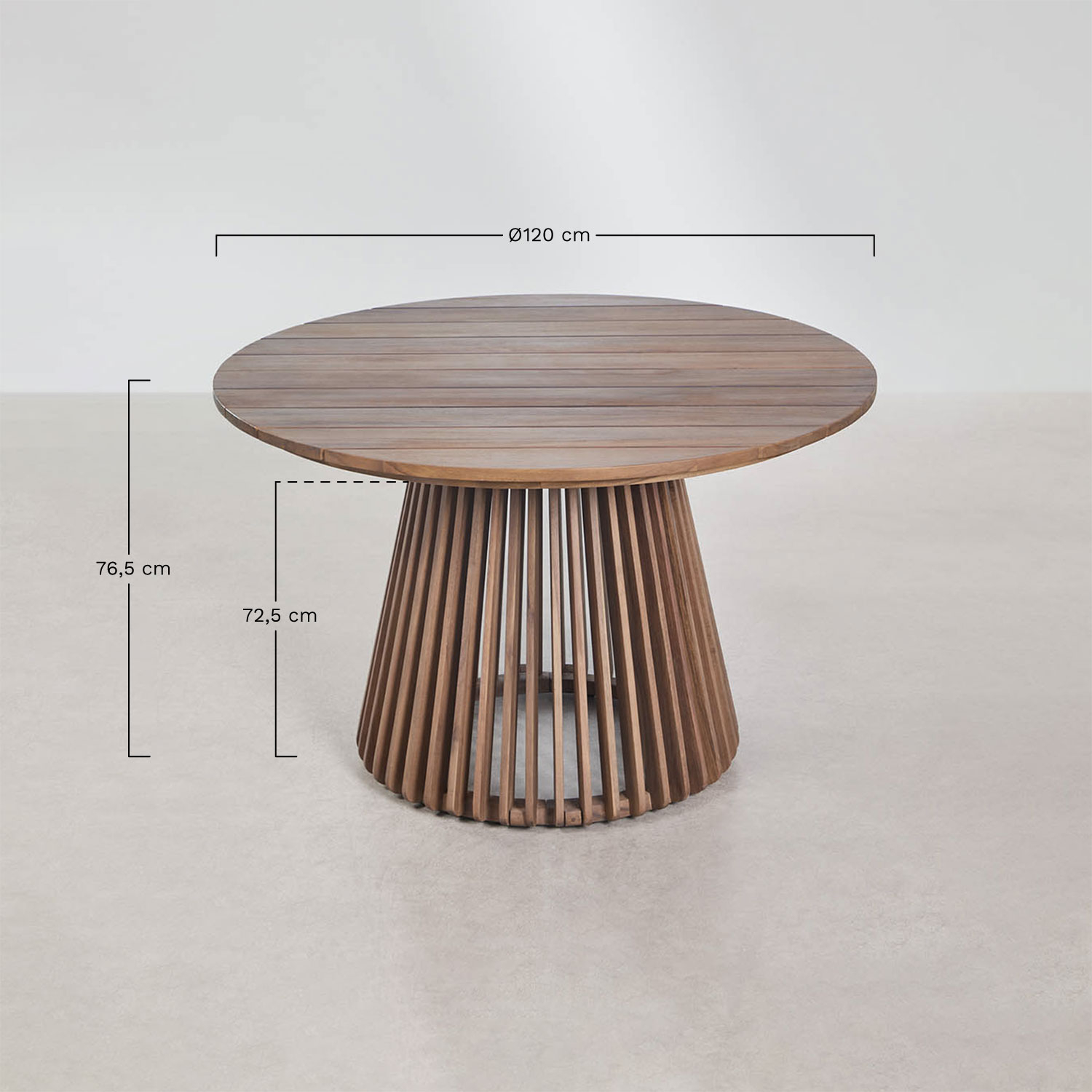 Ronde tuintafel Ø120 cm van acaciahout Mura, AFMETINGEN