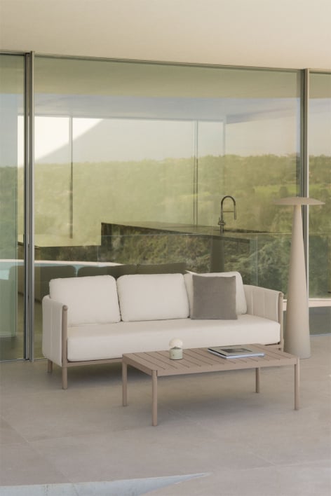 Boleni tuinset met 3-zits bank in bouclé en aluminium salontafel