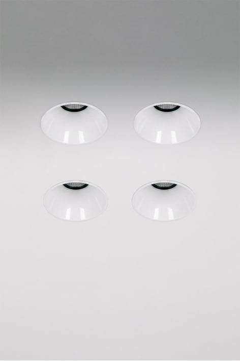 Pack van 4 inbouw LED downlights zonder rand, trimless, rond, van aluminium Luisiana