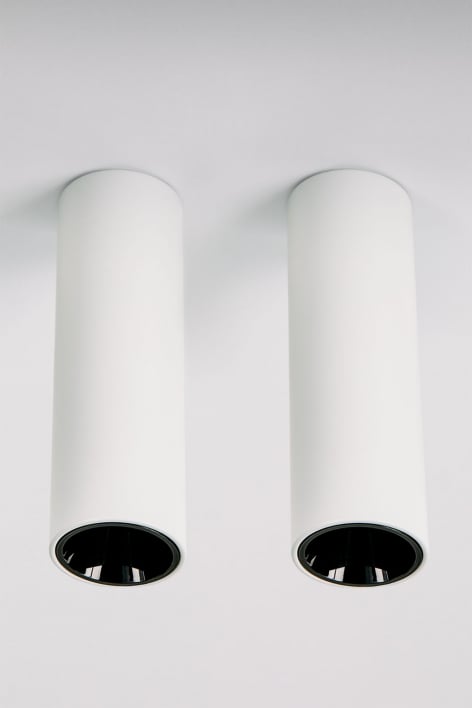 Set van 2 ronde opbouw-LED-plafondlampen Ø7,2 cm in aluminium Luisiana