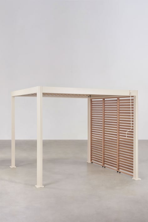 Bioclimatische aluminium pergola met lamellen en zijpaneel Druvia