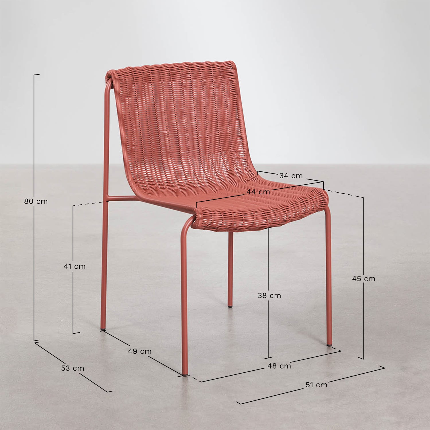 Set van uitschuifbare tafel 90-180x90 cm in aluminium Starmi en 8 tuinstoelen van synthetisch riet en staal Revia, AFMETINGEN