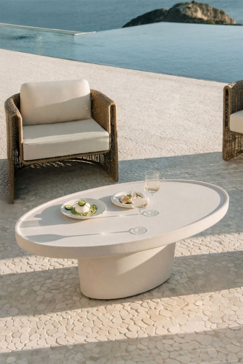 Ovale tuintafel 110x60 cm in cement Darwys