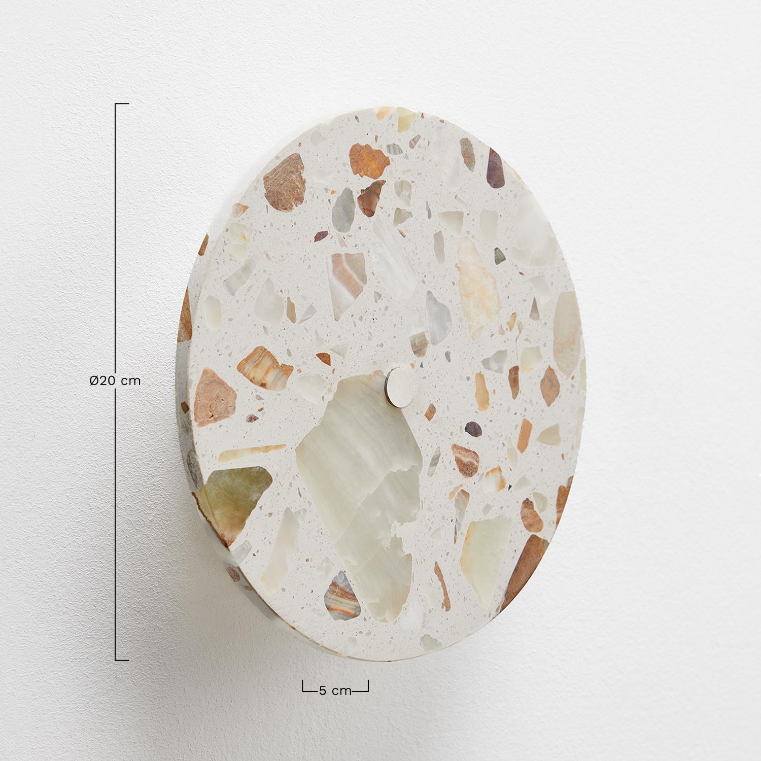 Wandlamp Ø20 cm LED in natuurlijk steen Balduina, AFMETINGEN