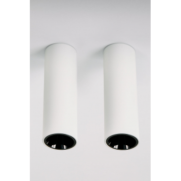 Pack Van 2 Ronde Led-opbouwplafondlampen Ø7,2 Cm Voor Buiten In Aluminium Luisiana Wit – Zwart & Warm Wit 2700k & 8 W & 38o - Sklum