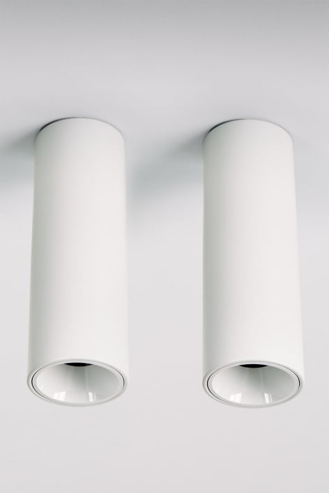 Pack van 2 ronde LED-opbouwplafondlampen Ø7,2 cm voor buiten in aluminium Luisiana