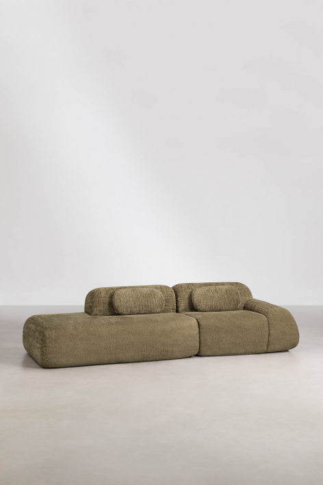 Modulaire hoekbank van 2 delen met linker divan in vacuüm verpakte chenille Merida