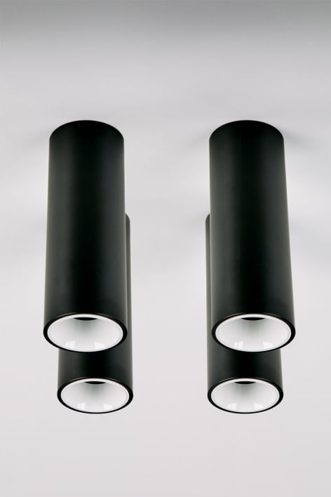 Pack van 4 ronde LED-opbouwplafondlampen Ø5,7 cm voor buiten in aluminium Luisiana