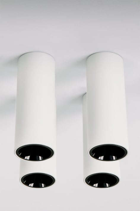 Pack van 4 ronde LED-opbouwplafondlampen Ø7,2 cm voor buiten in aluminium Luisiana