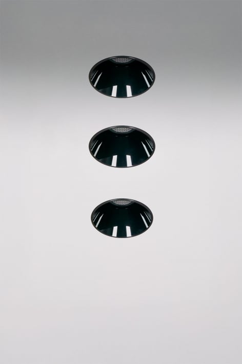 Pack van 3 inbouw LED downlights zonder rand, trimless, rond Ø5,3 cm voor buitengebruik in aluminium Luisiana