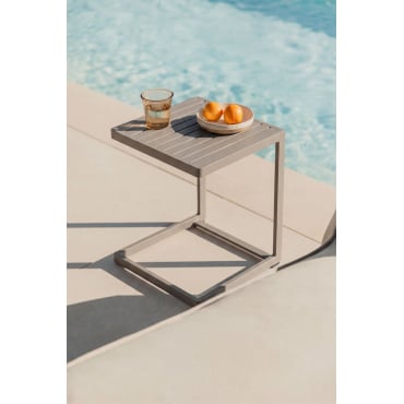 Vierkante Bijzettafel Voor Tuin 40x40 Cm In Aluminium Dulem Moka Bruin - Sklum