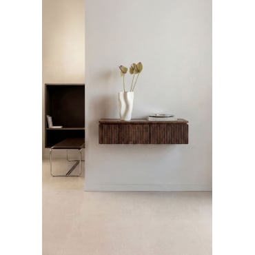 Consolesideboard Aan De Muur 80x30 Cm Van Acaciahout Biljandi Donker Acaciabruin - Sklum