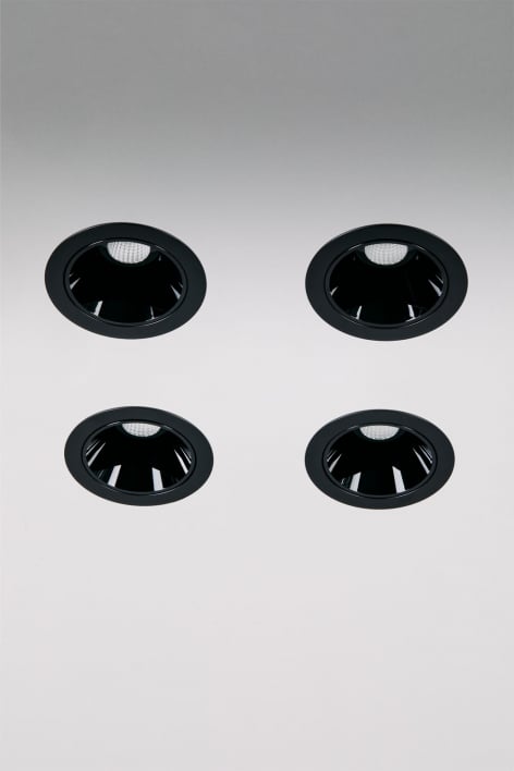 Pack van 4 inbouw LED-downlights met ronde frames Ø7 cm voor buitengebruik in aluminium Luisiana