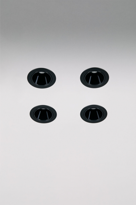 Pack van 4 inbouw LED-downlights met ronde frames Ø5 cm in aluminium Luisiana