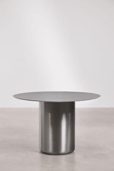 Ronde eettafel Ø120 cm in roestvrij staal Luceida - Geborsteld roestvrij staal