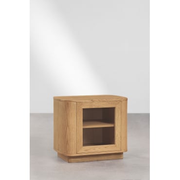 Walia Nachtkastje 55x40 Cm Van Mdf En Gehard Glas Eikenhout - Sklum