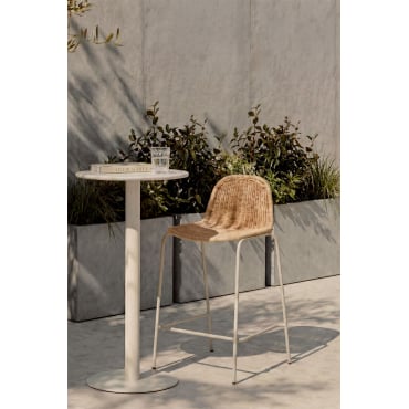 Stapelbare Hoge Tuinkruk Van Synthetisch Riet Reiven Tapioca Beige & ↑65 Cm - Sklum