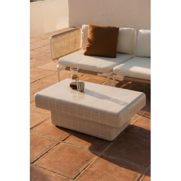 Rechthoekige Tuintafel Met Betonnen Tegel-look Eleonor 100 X 70 Cm & Tapioca Beige - Sklum