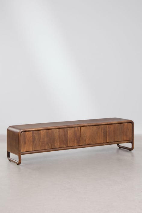 Maupaul tv-meubel van donker mangohout, 180 x 40 cm - Donker handvat hout