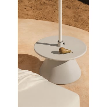 Darwys Ronde Parasolvoet Met Geïntegreerde Tafel Van Beton Zand Grijs - Sklum