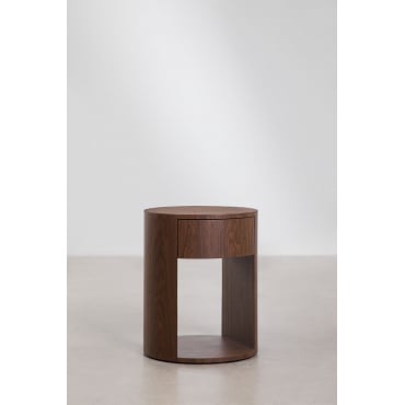 Ronde Bijzettafel Ø40 Cm In Mdf Adrido Marrón Nogal Oscuro - Sklum