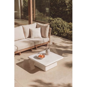 Vierkante Tuintafel 105x105 Cm In Cement Maelis Wit - Sklum