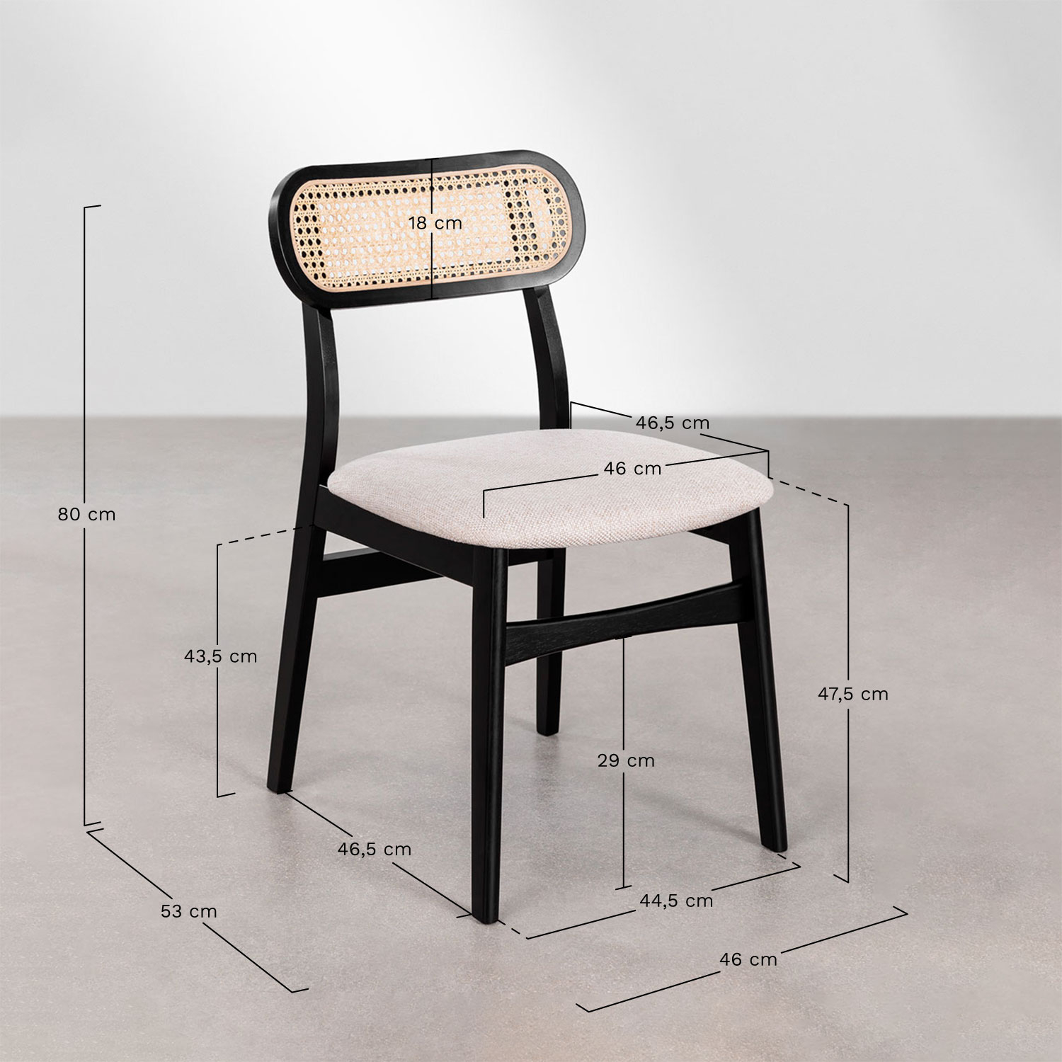 Set van 2 eettafelstoelen van hout Leivel Classic, AFMETINGEN
