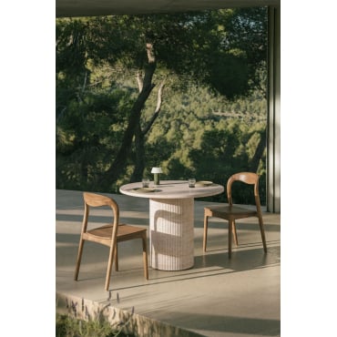 Ronde Tuintafel Ø100 Cm In Betonlook Travertijn Velia Look Travertino - Sklum