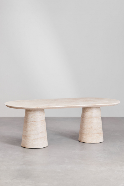 Ovale tuintafel 220x95 cm in cement Noemi