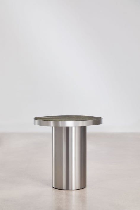 Pack van 2 nachtkastjes 45x40 cm in natuursteen en roestvrij staal Fertrix - Groen Marmer Forest