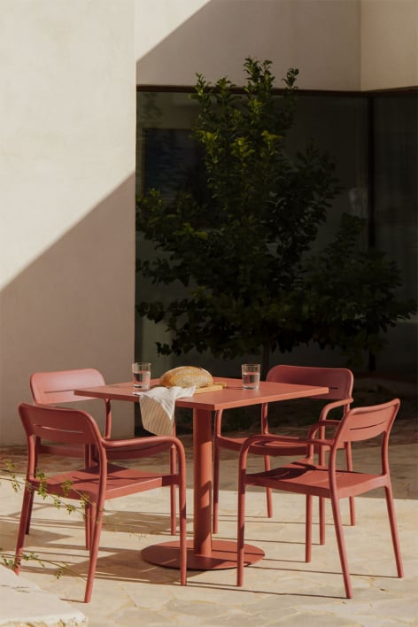 Vierkante tuin tafel 70x70 cm van ijzer Mizzi