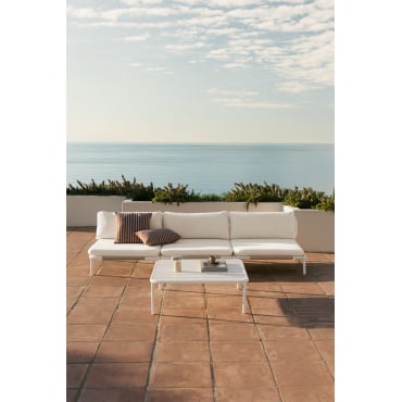 Tuinset Met 3-delige Modulaire Bank En Salontafel Van Roubly-staal Beige Amandelroos - Sklum