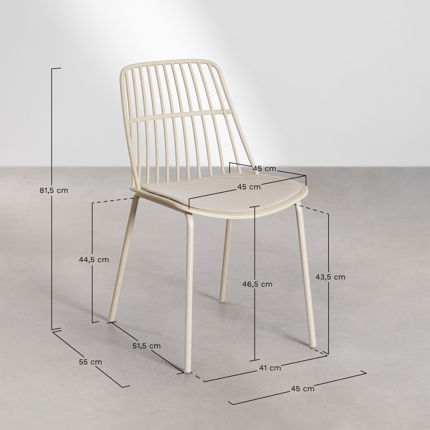 Pakket van 4 Maeba tuinstoelen , AFMETINGEN