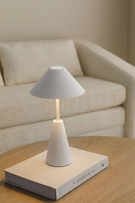 Draadloze LED-tafellamp van ijzer Alexis - Wit